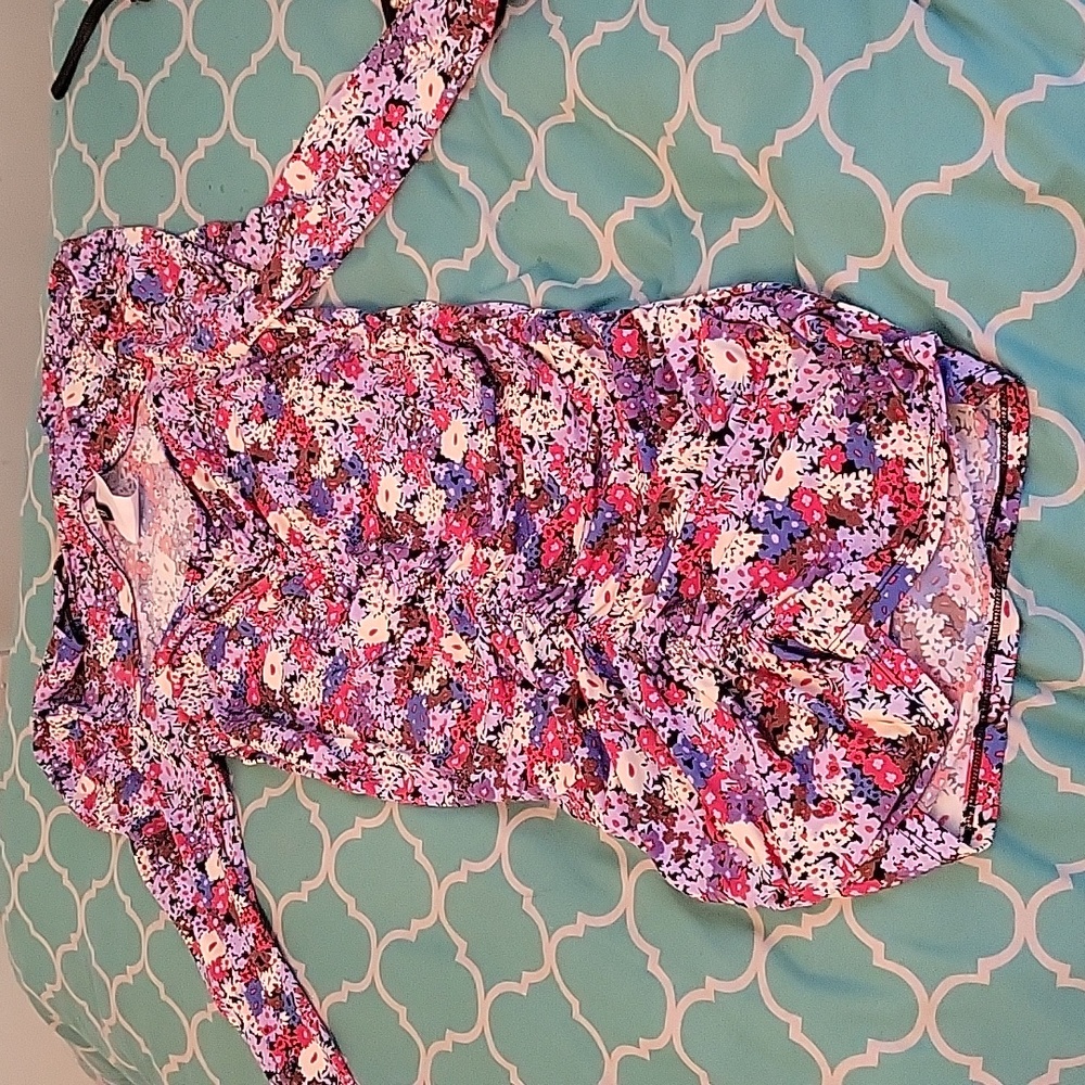 Floral print ruched/gathered dress